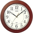 thumbnail image 1 of Casio Round Wood Frame White Face Easy to Read Wall No Ticking Clock IQ126-5D, 1 of 1