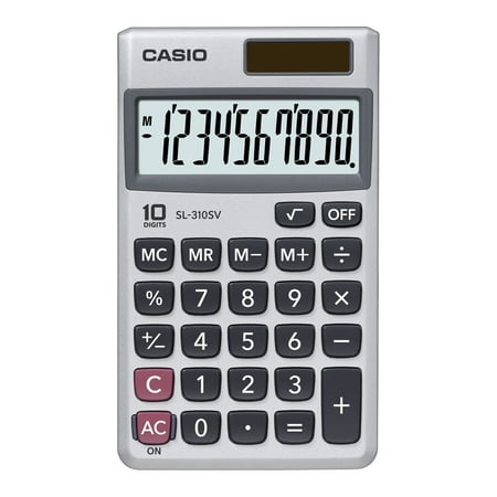 Casio SL-310SV Basic Calculator with 10-Digit Display and Protective Case