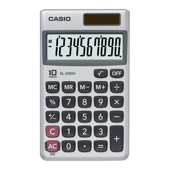Casio SL-310SV Ultra Thin 10-Digit Wallet Size Basic Calculator for Elementary to High School Students