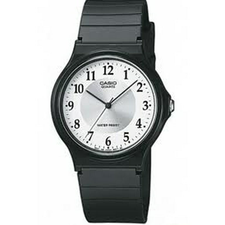 overdrive Vant til gyde Casio Silver Dial Black Resin Men's Watch MQ-24-7B3LLEF - Walmart.com