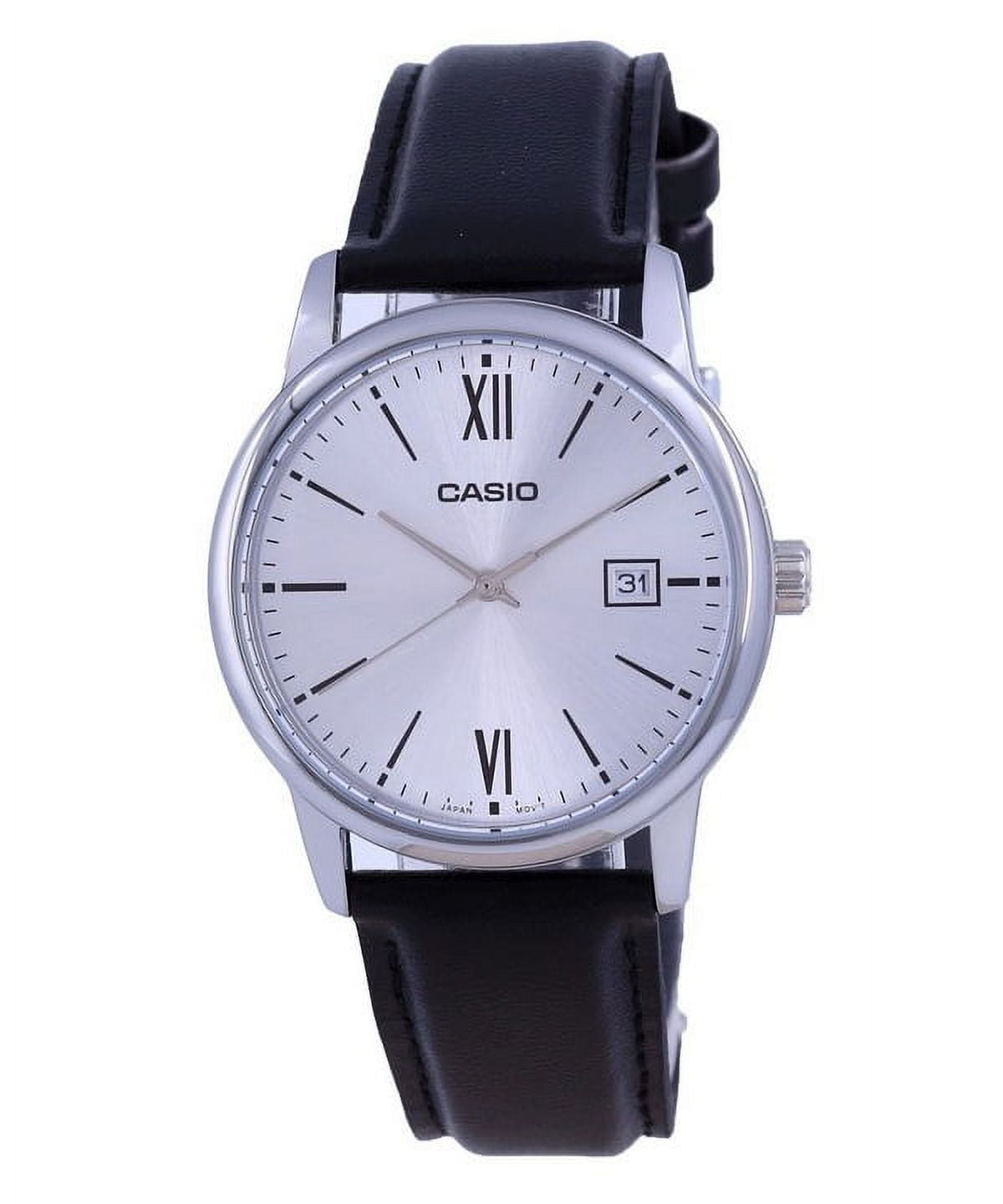 Casio Men’s Silver Dial Black Leather Strap Watch - MTP-V002L-7B3UDF