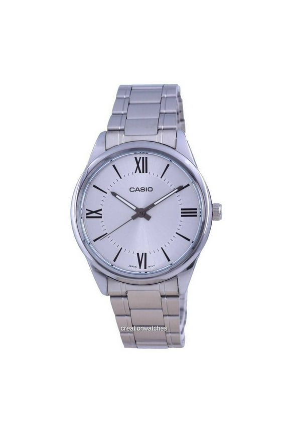 Mens Classic Roman Numeral Analog Watch with Steel Bracelet -