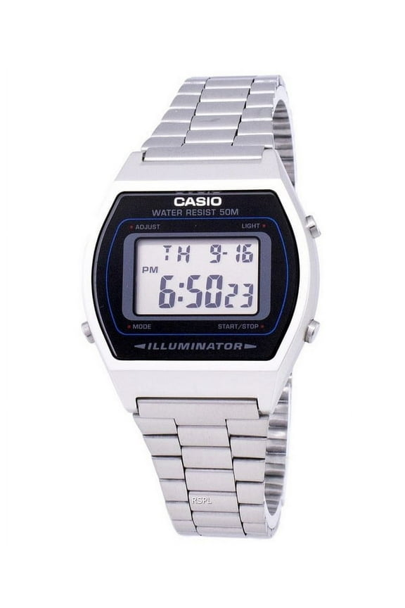 Silver Stainless Steel Alarm Chronograph Unisex Digital Watch B640WD-1A