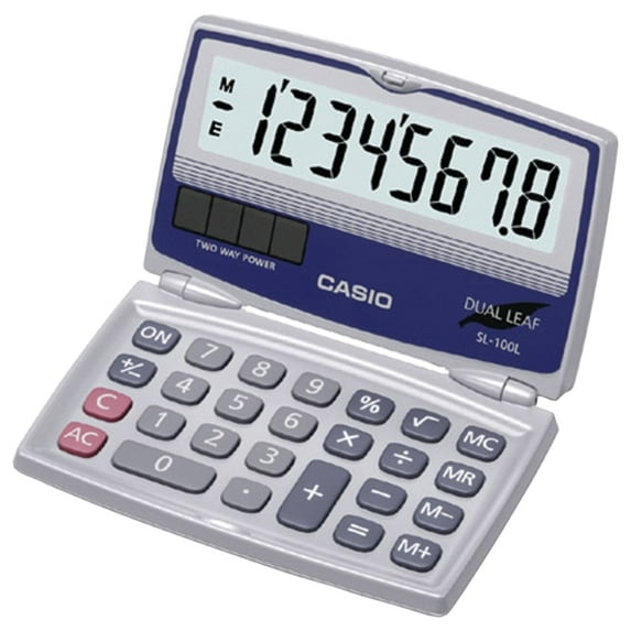 Casio Solar Calculator with Folding Hard Case, Silver