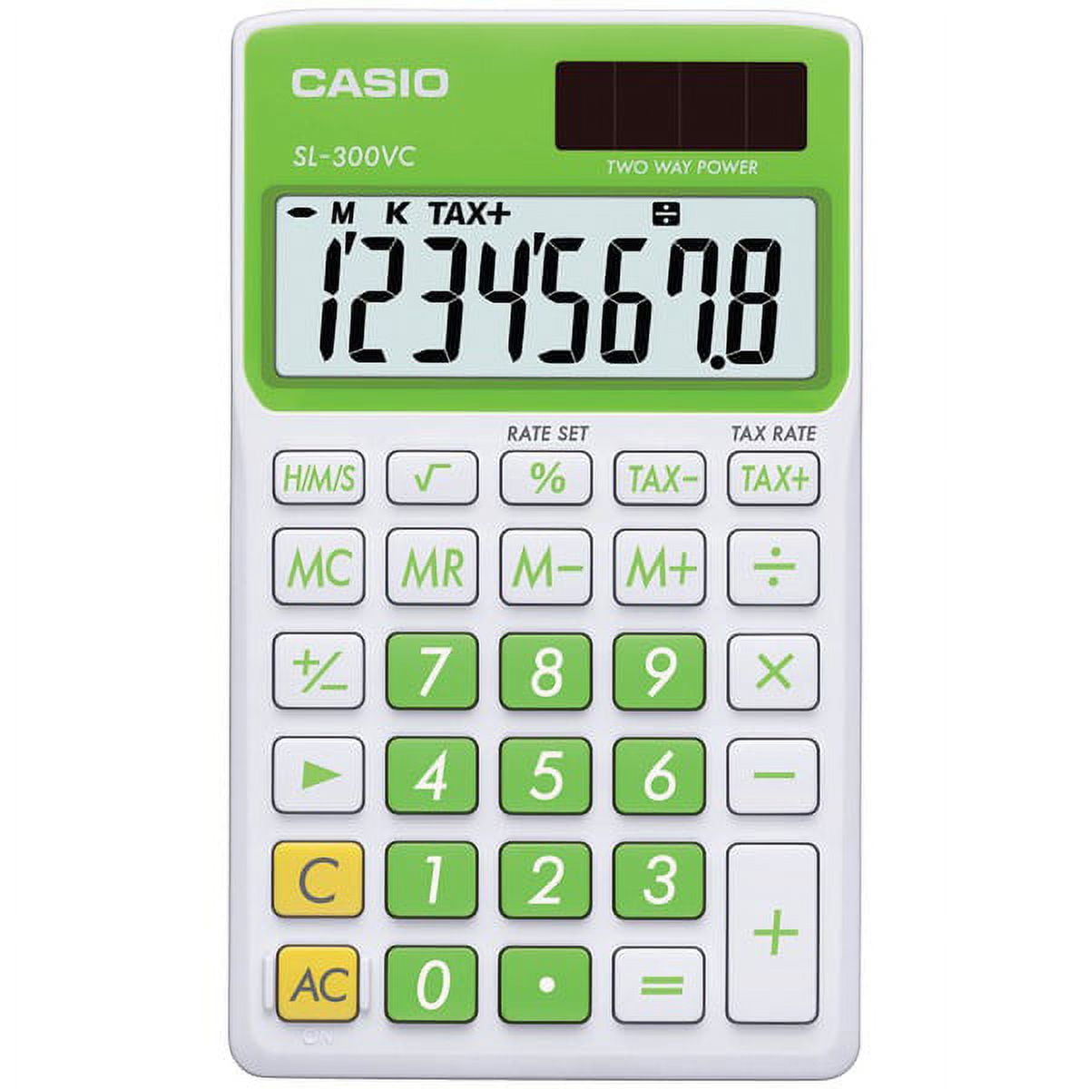 Casio Solar Wallet Calculator Type with 8-Digit Display, Green