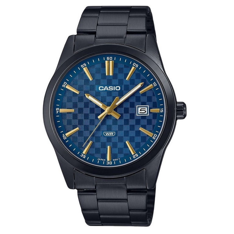 Casio Men's Black Watch with Blue Dial - MTP-VD03B-2AUDF - Walmart.com