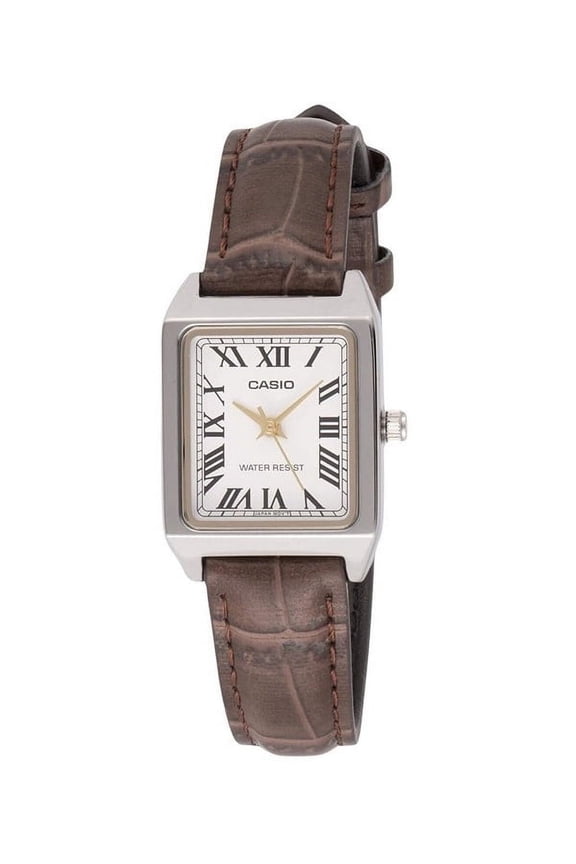 Women's Brown Analog Watch with White Dial - LTP-V007L-7B2UDF
