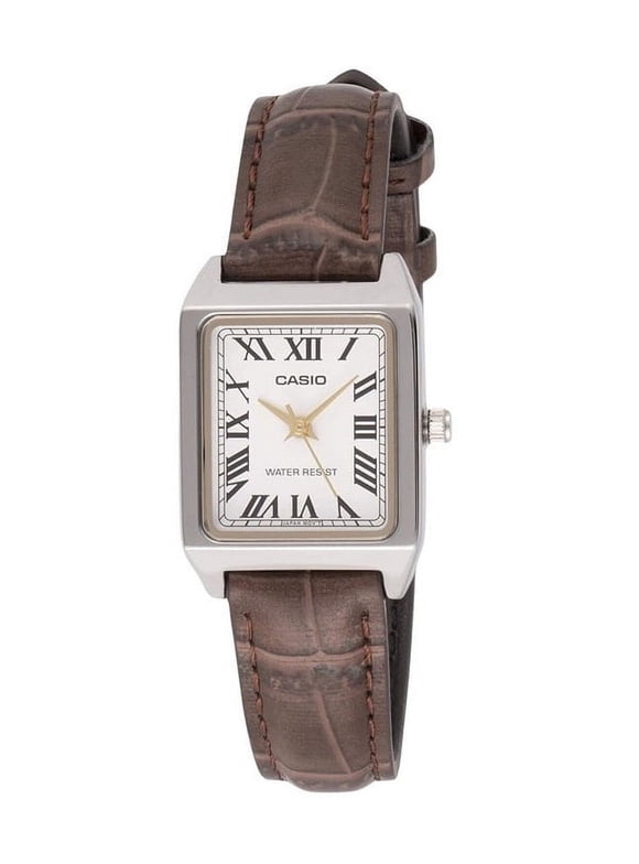 Women's Brown Analog Watch with White Dial - LTP-V007L-7B2UDF