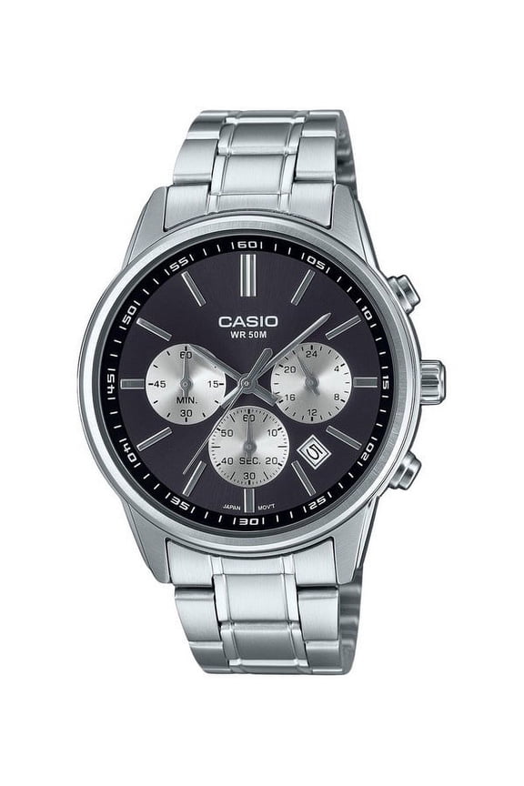 Standard Analog Chronograph Stainless Steel Grey Dial Quartz MTP-E515D-1AV Men's Watch