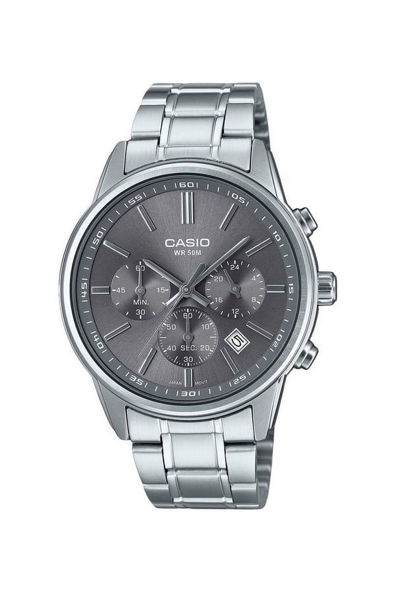 Standard Analog Chronograph Stainless Steel Grey Dial Quartz MTP-E515D-8AV Men's Watch