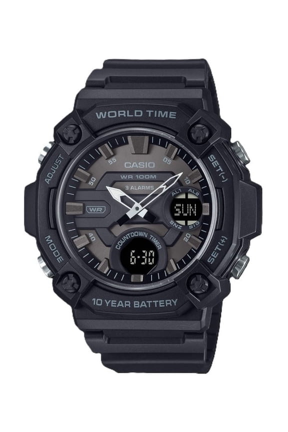 Standard Analog Digital Resin Strap Grey Dial Quartz AEQ-120W-1BV 100M Men's Watch