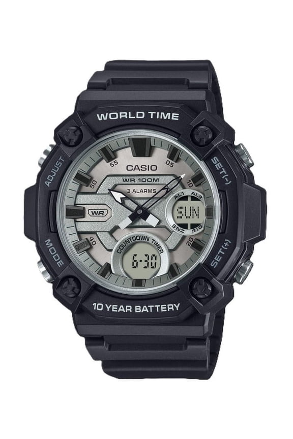 Standard Analog Digital Resin Strap Silver Dial Quartz AEQ-120W-7AV 100M Men's Watch