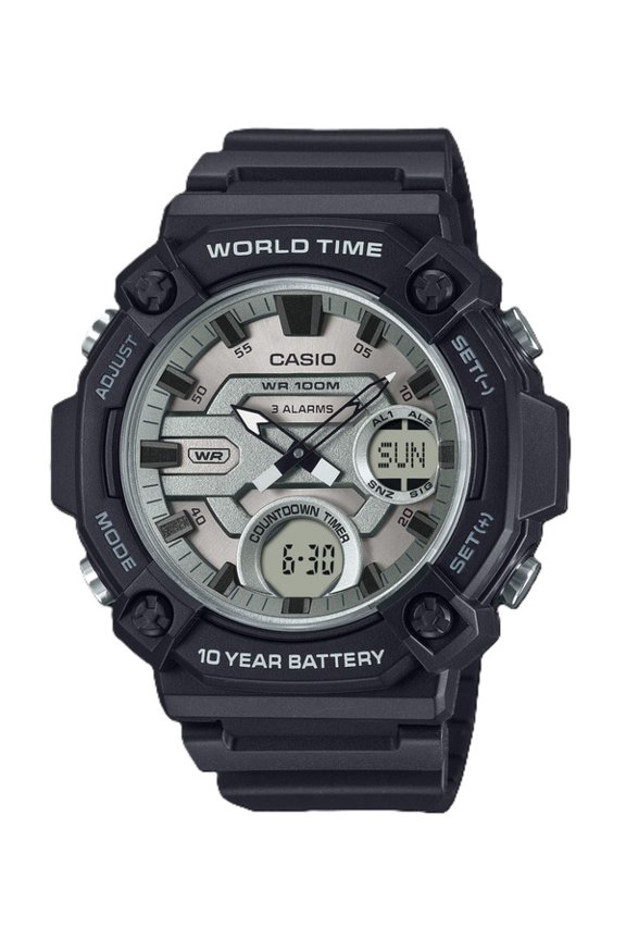 Standard Analog Digital Resin Strap Silver Dial Quartz AEQ-120W-7AV 100M Men's Watch