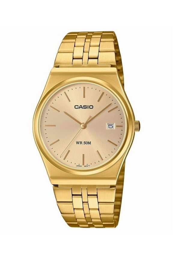 Standard Analog Gold Tone Stainless Steel Gold Dial Quartz MTP-B145G-9AV Unisex Watch