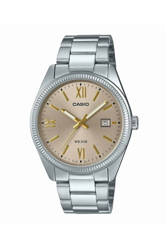 Standard Analog Ion Plated Stainless Steel Beige Dial Quartz MTP-1302DD-9AV Men's Watch