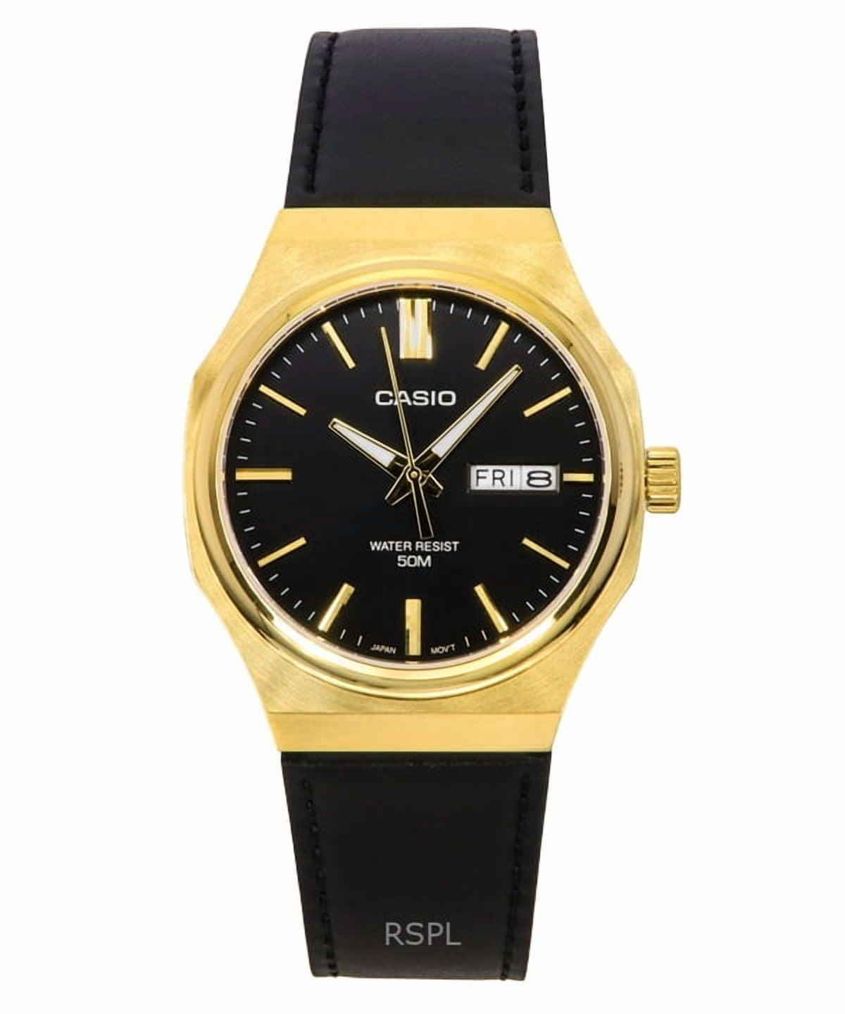 Casio Standard Analog Leather Strap Black Dial Quartz MTP-E735GL-1AV Men's Watch