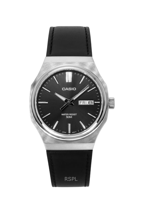 Standard Analog Leather Strap Grey Dial Quartz MTP-E735L-8AV Men's Watch