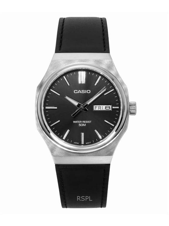 Standard Analog Leather Strap Grey Dial Quartz MTP-E735L-8AV Men's Watch