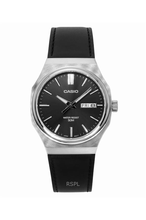 Standard Analog Leather Strap Grey Dial Quartz MTP-E735L-8AV Men's Watch