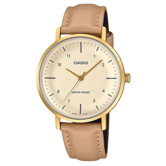 Casio Standard Analog Leather Strap Salmon Dial Quartz LTP-VT03GL-4B Women's Watch