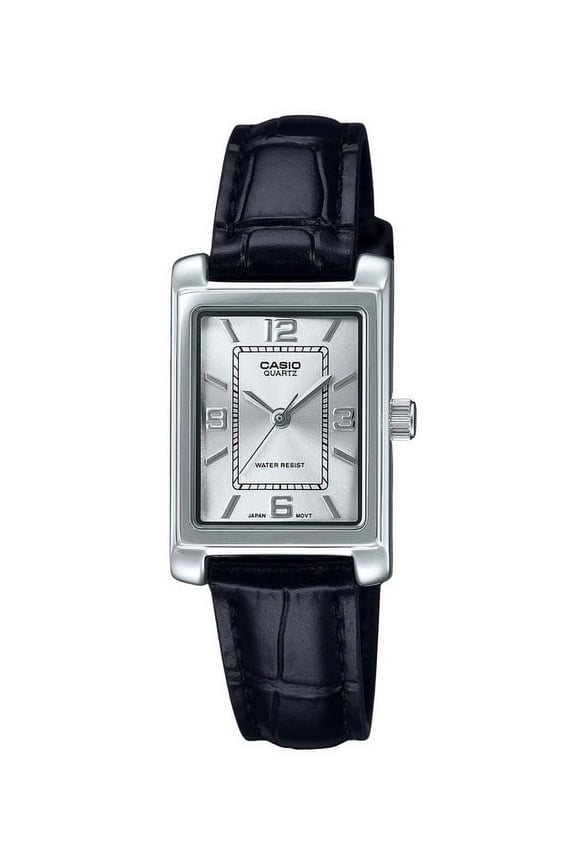 Standard Analog Leather Strap Silver Dial Quartz LTP-1234LL-7A Women's Watch