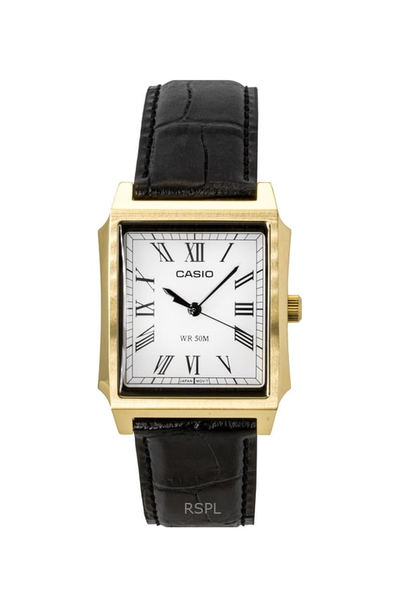 Standard Analog Leather Strap White Dial Quartz MTP-B190GL-7BV Men's Watch