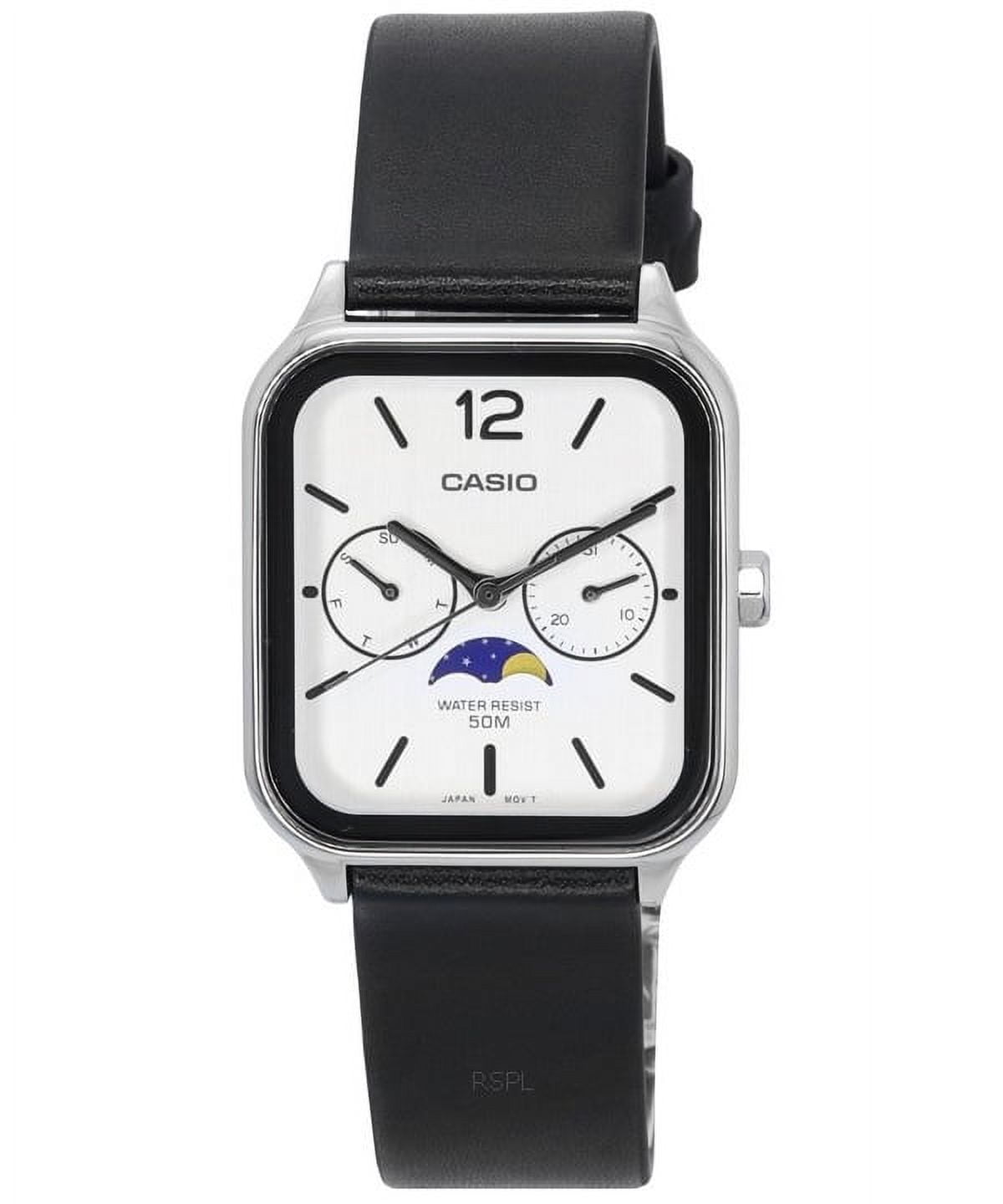 Casio Men's Watch with Analog Moon Phase, Leather Strap Casio Men's Watch with Analog Moon Phase, Leather Strap