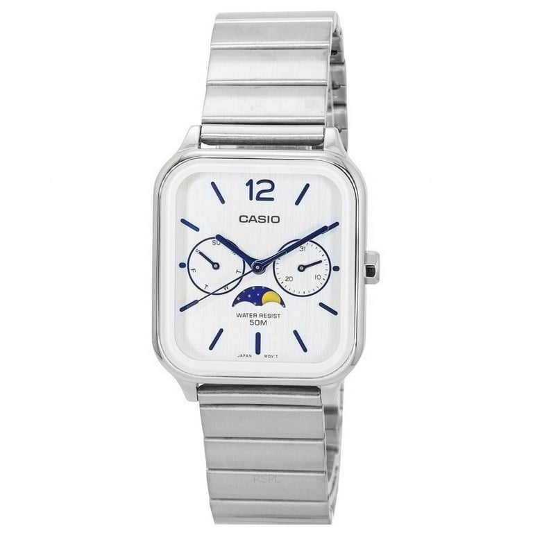 Casio Men's Analog Moon Phase Silver Dial Quartz Watch MTP Casio Men's Analog Moon Phase Silver Dial Quartz Watch MTP