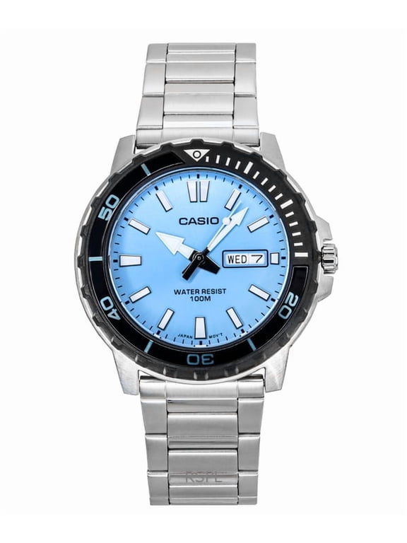 Standard Analog Stainless Steel Aqua Blue Dial Quartz MTD-125D-2A3V 100M Men's Watch