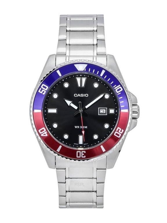 Mens Stainless Steel and Pepsi Bezel Dive Watch - MDV-107D-1A3VDF