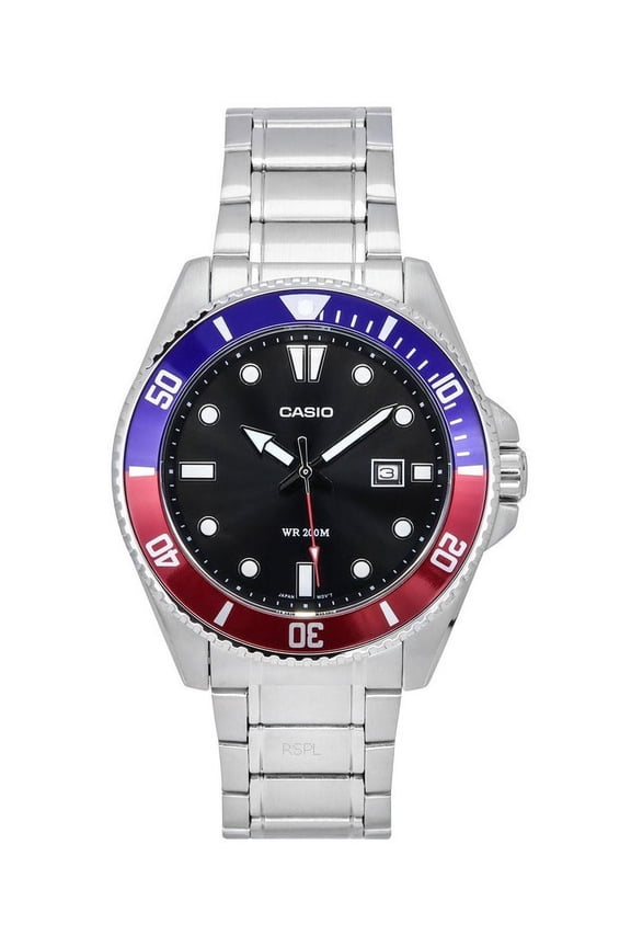 Standard Analog Stainless Steel Black Dial Quartz MDV-107D-1A3 200M Men's Watch