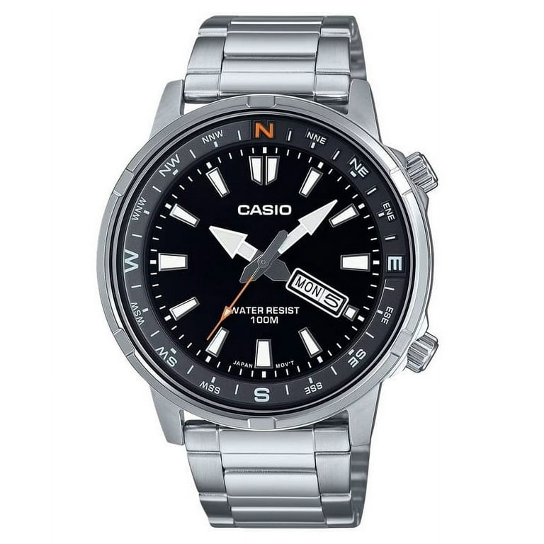 Casio Analog Quartz Men's Watch with Black Dial, Stainless Steel