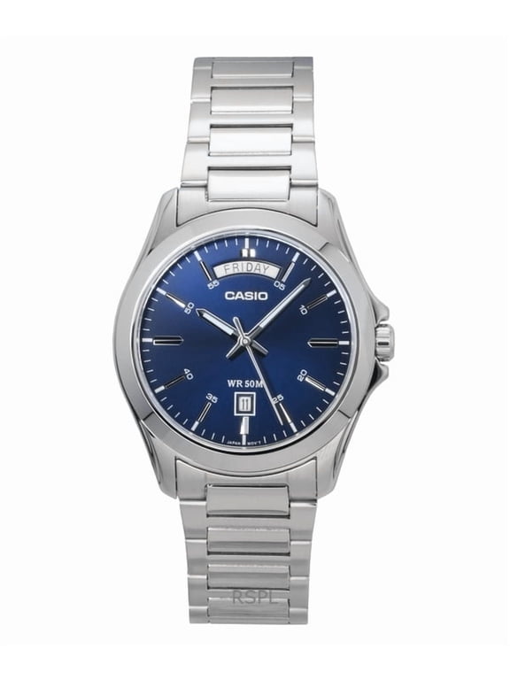 Mens Blue Dial Analog Stainless Steel Watch - MTP-1370D-2A2VDF