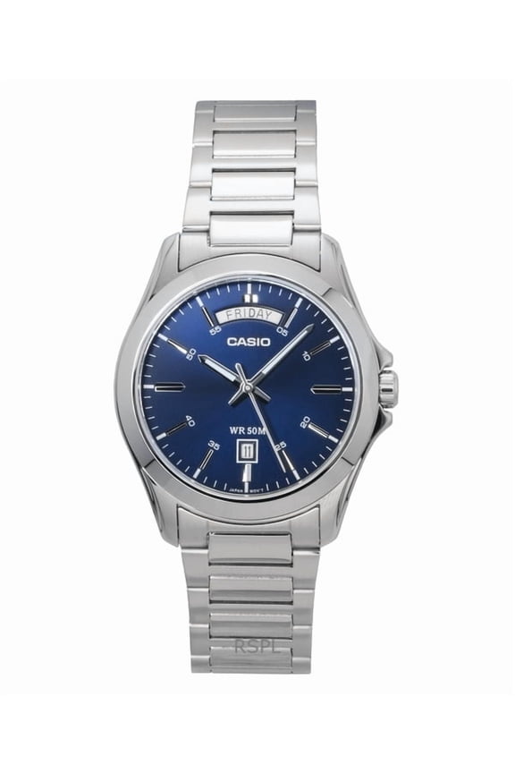 Standard Analog Stainless Steel Blue Dial Quartz MTP-1370D-2A2V Men's Watch