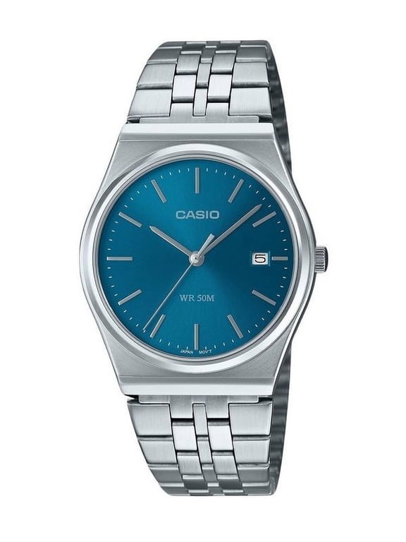 Mens Stainless Steel Watch with Blue Dial - MTP-B145D-2A2VDF
