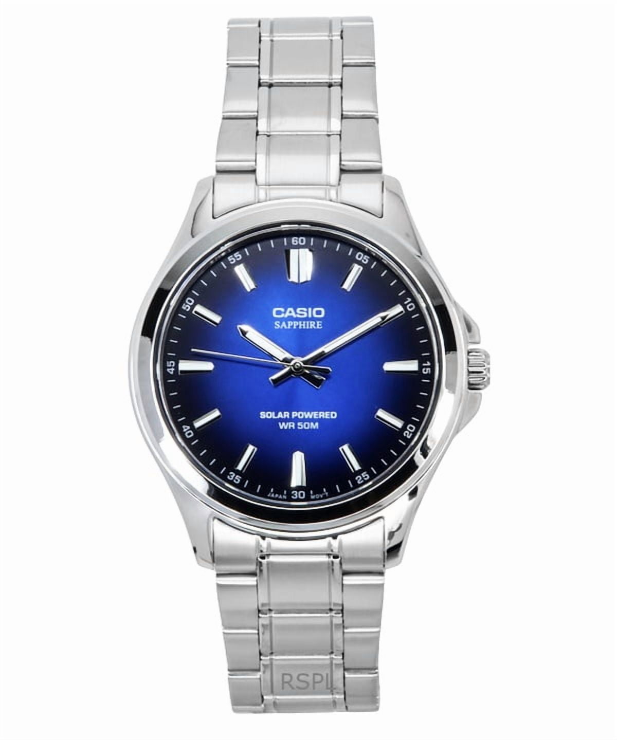 Casio Standard Analog Stainless Steel Blue Dial Solar MTS-RS100D