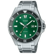 Casio Men s Green Dial Stainless Steel Analog Dive Watch - MDV-107D-3A2VDF