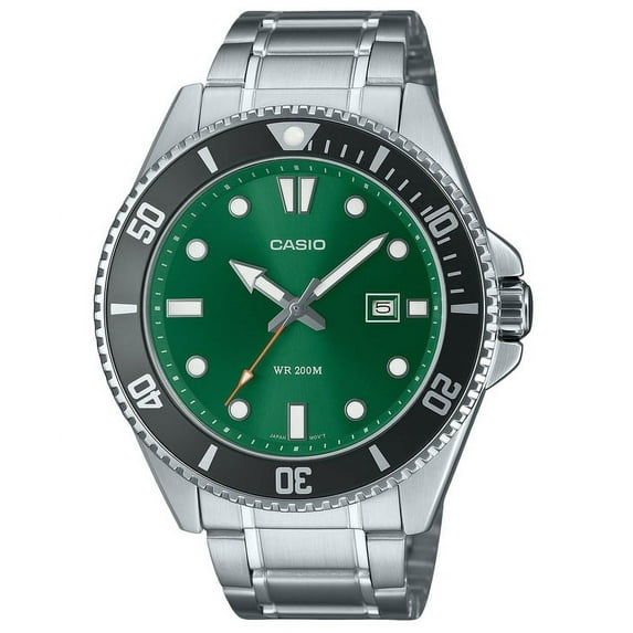 Casio Standard Analog Stainless Steel Green Dial Quartz MDV-107D-3A2V 200M Men's Watch