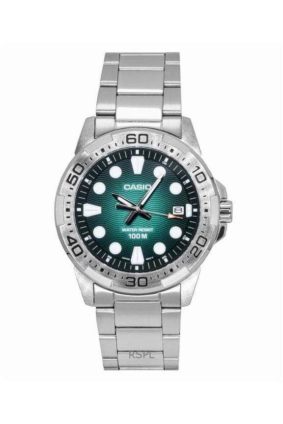Standard Analog Stainless Steel Green Dial Quartz MTD-140D-3AV 100M Men's Watch