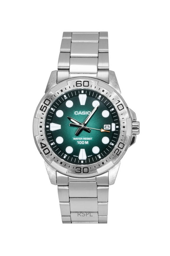 Standard Analog Stainless Steel Green Dial Quartz MTD-140D-3AV 100M Men's Watch