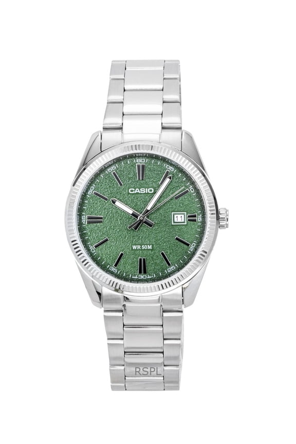 Standard Analog Stainless Steel Green Dial Quartz MTP-1302DA-3AV Men's Watch
