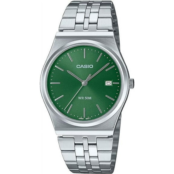 Casio Mens Stainless Steel Watch with Green Dial - MTP-B145D-3AVDF