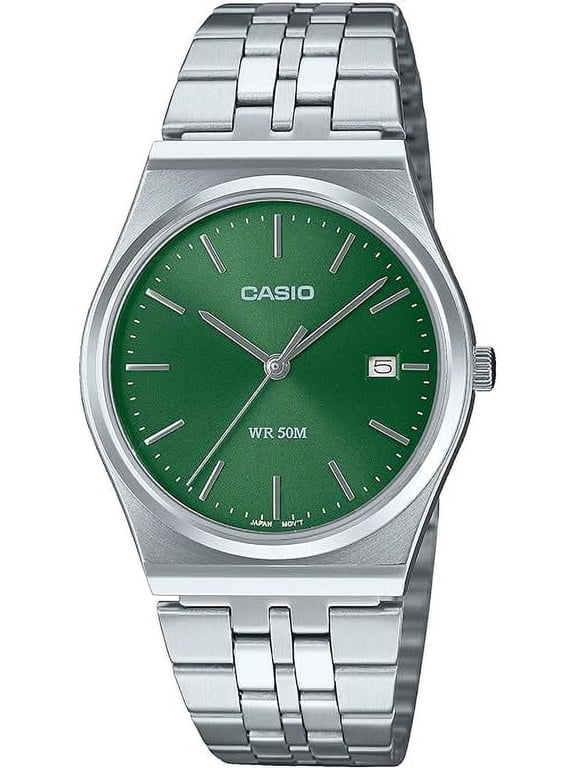 Mens Stainless Steel Watch with Green Dial - MTP-B145D-3AVDF