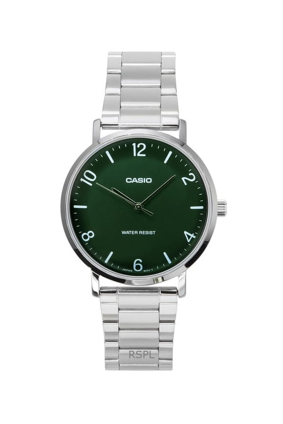 Standard Analog Stainless Steel Green Dial Quartz MTP-VT03D-3B Men's Watch