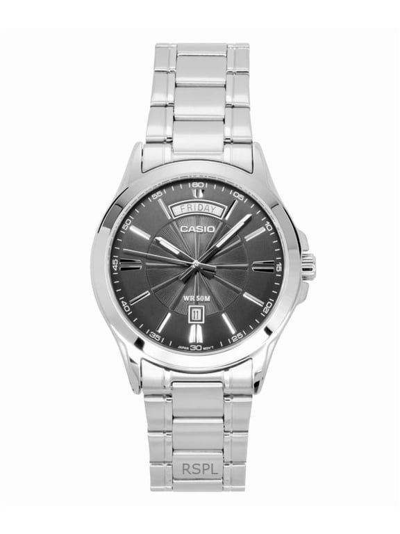 Standard Analog Stainless Steel Grey Dial Quartz MTP-1381D-8AV Men's Watch