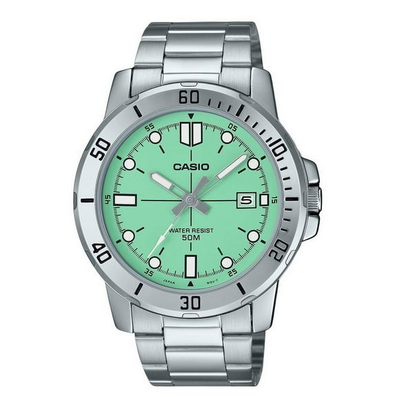 Casio Men’s Green Dial Analog Watch with Stainless Steel Bracelet -