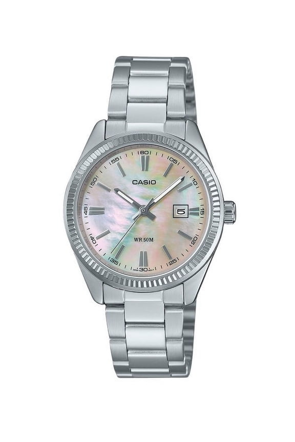 Standard Analog Stainless Steel Mother Of Pearl Dial Quartz LTP-1302DS-4AV Women's Watch