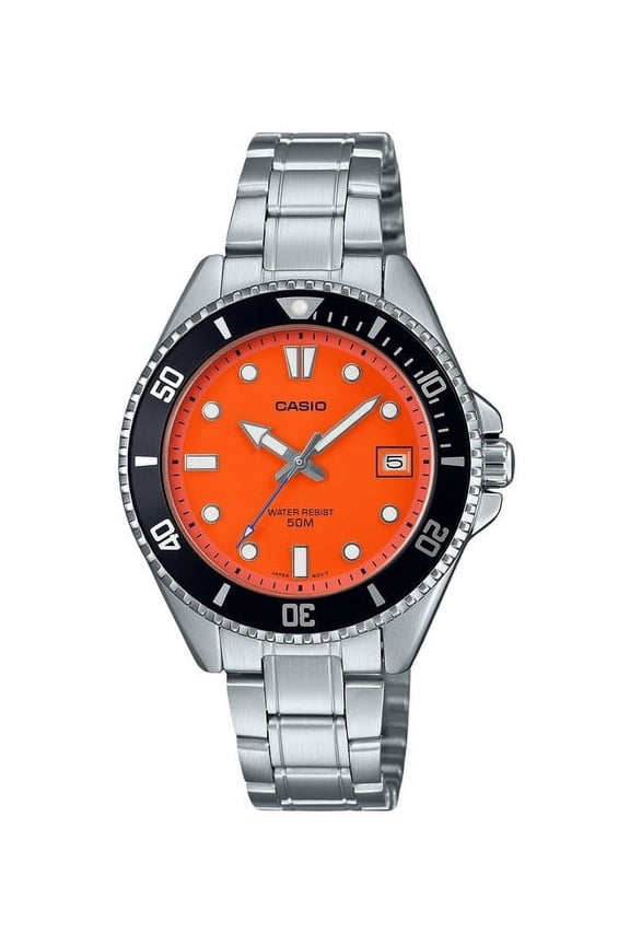Standard Analog Stainless Steel Orange Dial Quartz MDV-10D-4A1V Men's Watch
