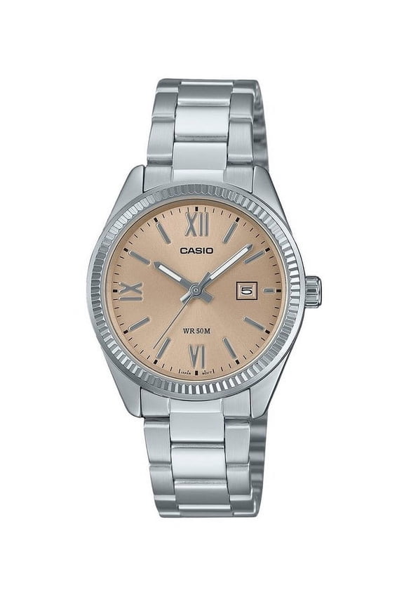 Standard Analog Stainless Steel Peach Dial Quartz LTP-1302DD-4A2V Women's Watch