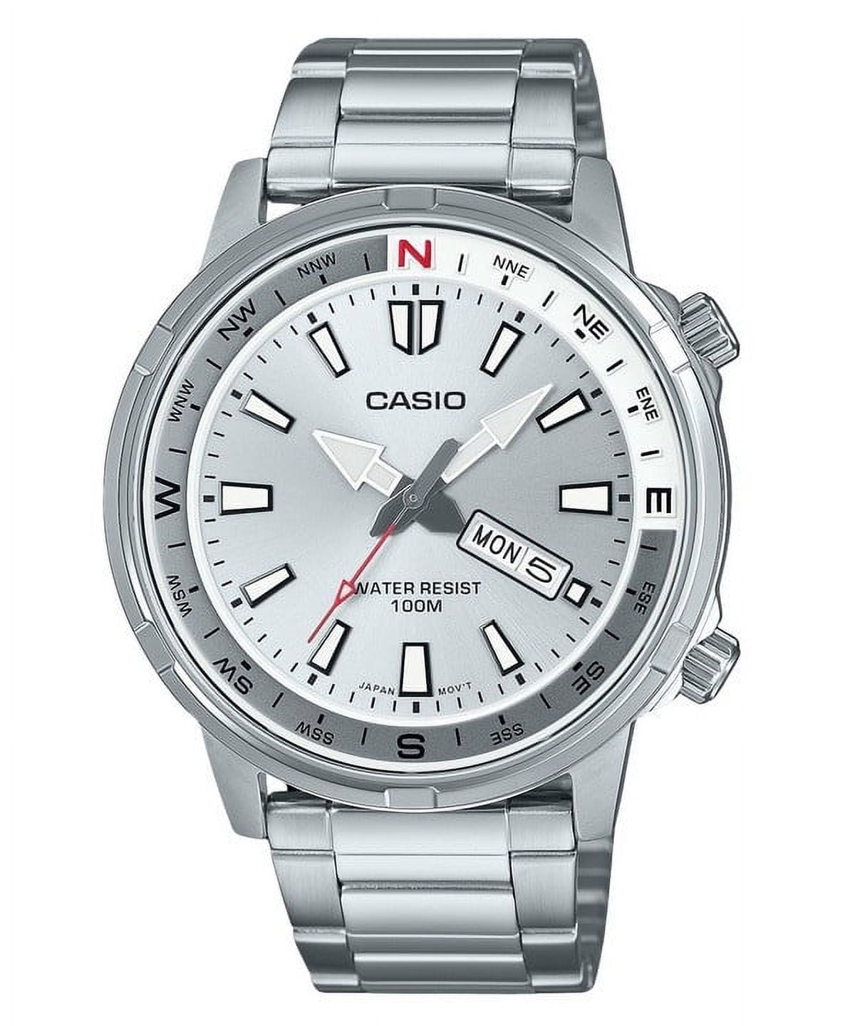 Casio Standard Analog Stainless Steel Silver Dial Quartz MTD 130D 7AV 100M Men s Watch Walmart